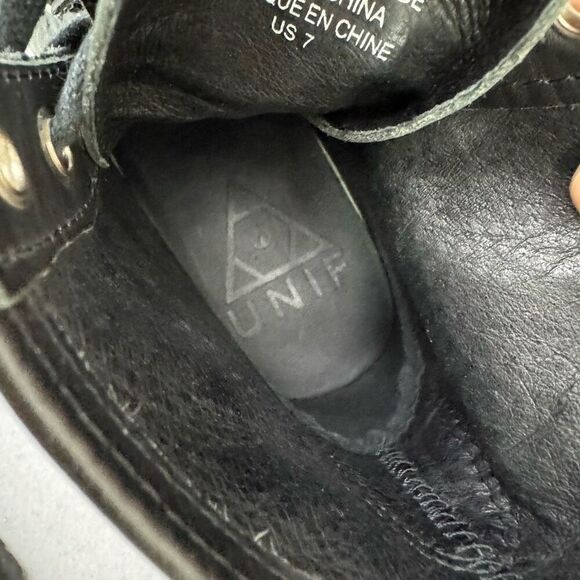 UNIF Black Leather Moto Combat Platform Lace Up Boot size 7 - Picture 13 of 13